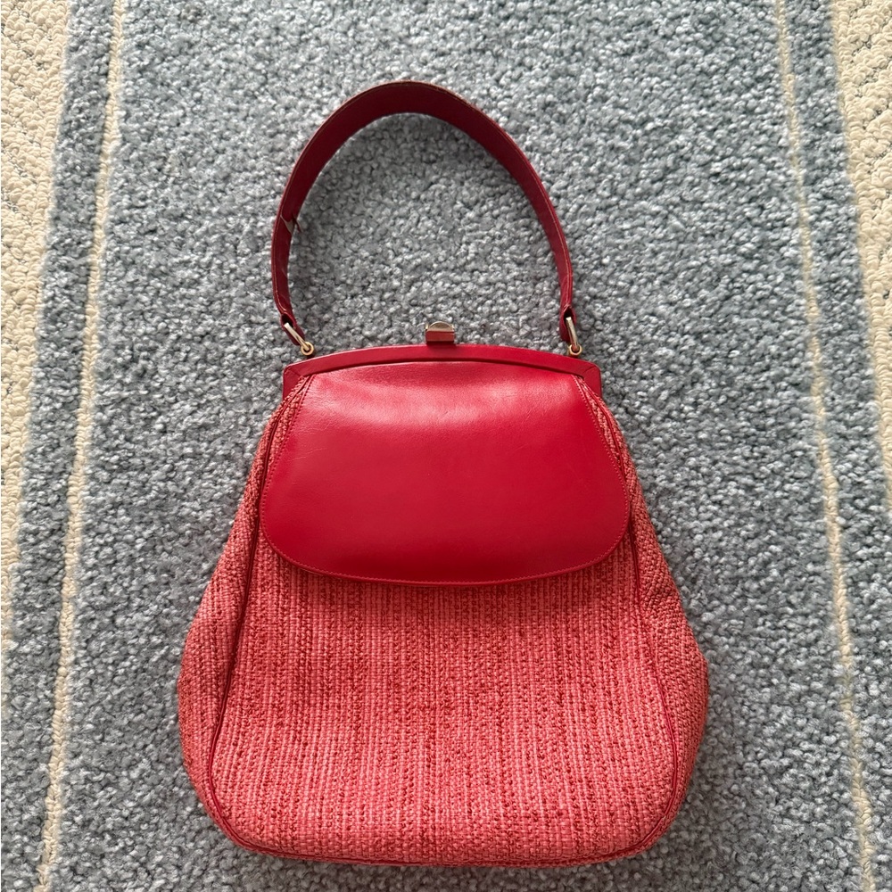 Vintage Red Leather Textured Handbag